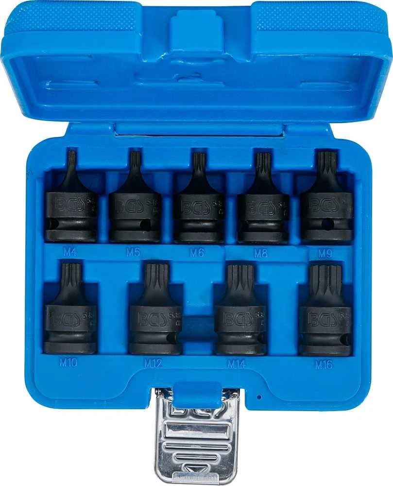 Bgs Technic Smūginių galvučių su XZN antgaliais rinkinys 1/2" M4–M16 9 vnt. (5487)