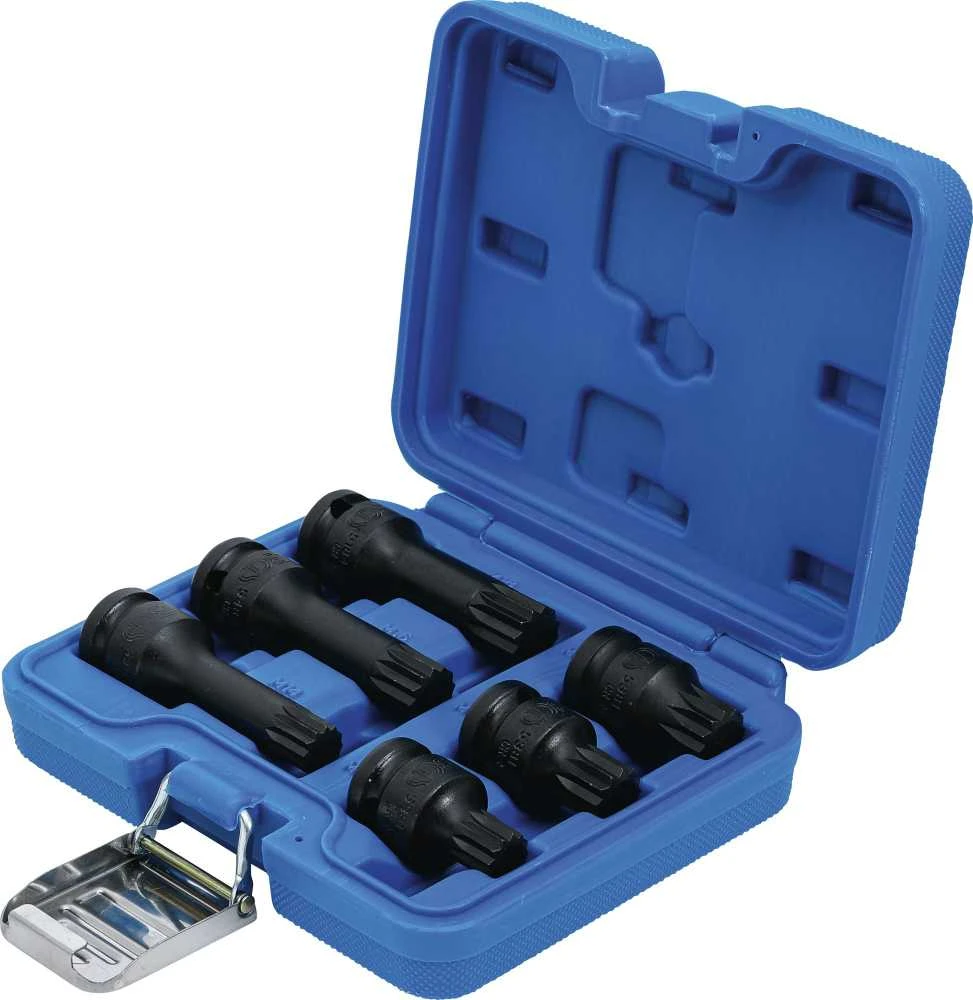 Bgs Technic Smūginių antgalių rinkinys – Spline (XZN) trumpi ir ilgi – 1/2" | 6 vnt. (5380)