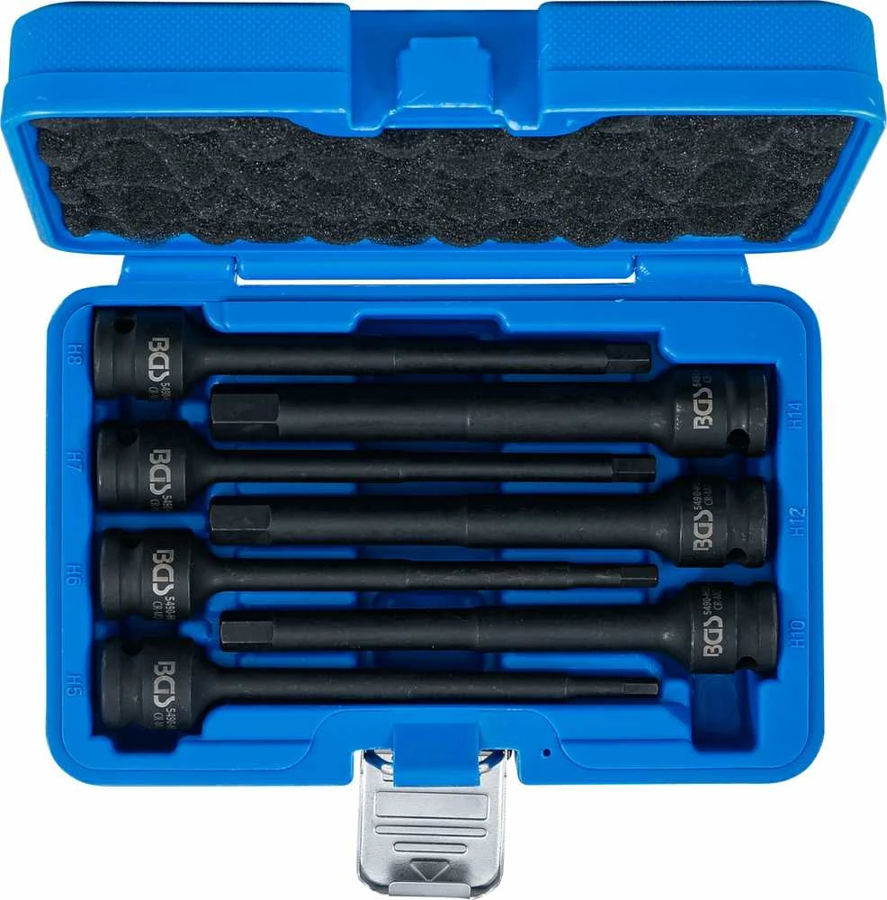 Bgs Technic Smūginių antgalių rinkinys | 150 mm ilgio | 12,5 mm (1/2") | hex šešiakampis 5 - 14 mm | 7 vnt. (5490)