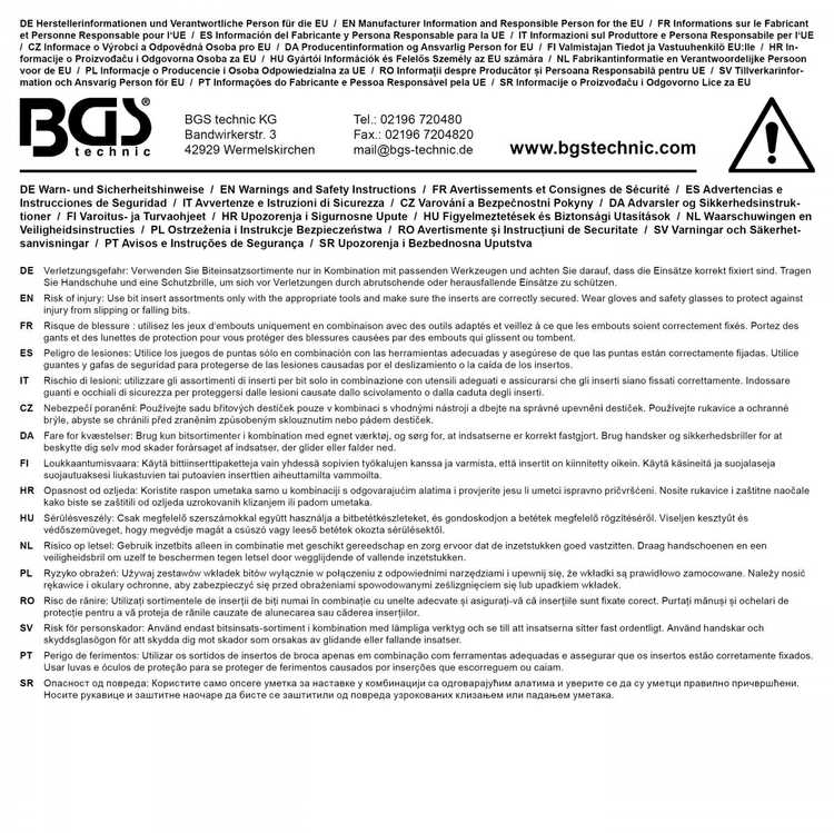 Bgs Technic Smūginių antgalių rinkinys | 20 mm (3/4") | Hex vidinis šešiakampis, T-Star (Torx) | 22 vnt. (6185)