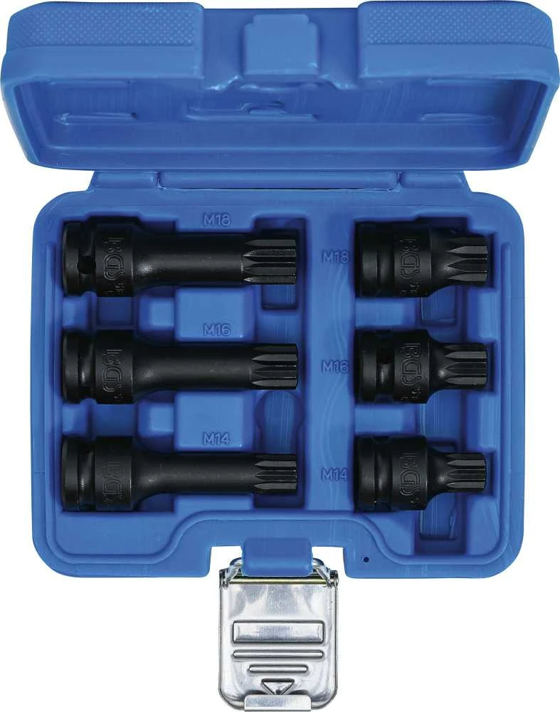 Bgs Technic Smūginių antgalių rinkinys – Spline (XZN) trumpi ir ilgi – 1/2" | 6 vnt. (5380)