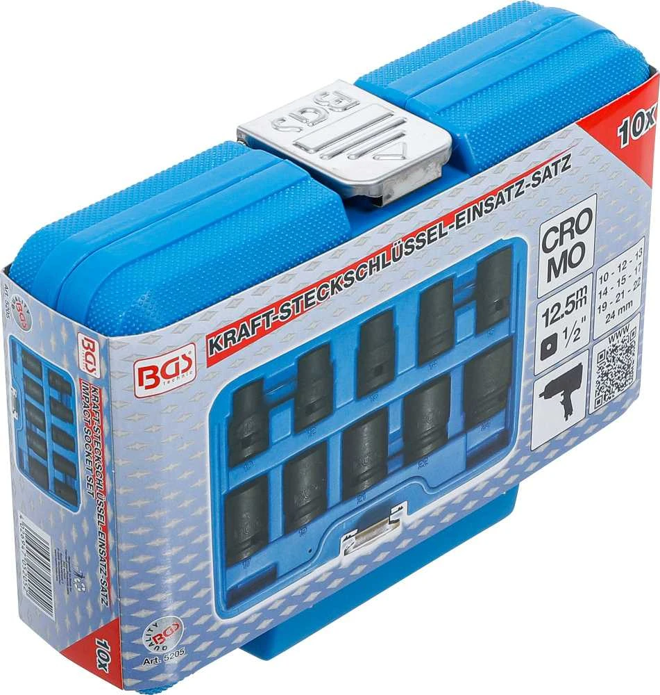 Bgs Technic Smūginių galvučių rinkinys, šešiakampės | 12,5 mm (1/2") | 10 - 24 mm | 10 vnt. (5205)