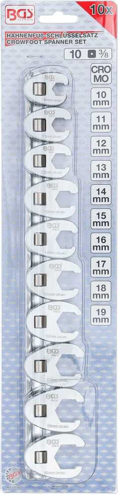 Bgs Technic Šoninių raktų rinkinys | 10 mm (3/8") | 10 - 19 mm | 10 vnt. (1756)