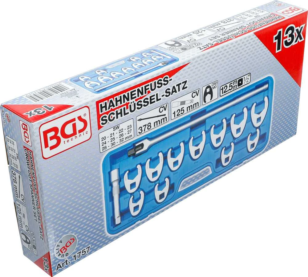 Bgs Technic Šoninių raktų rinkinys | 12,5 mm (1/2") | 20 - 32 mm | 13 vnt. (1757)