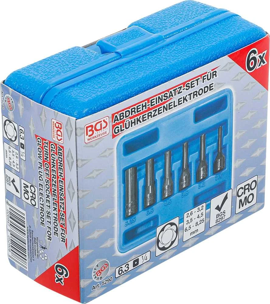 Bgs Technic Kaitinimo žvakės elektrodo ištraukimo / išsukimo galvučių rinkinys | 6.3 mm (1/4") | 6 vnt. (5290)