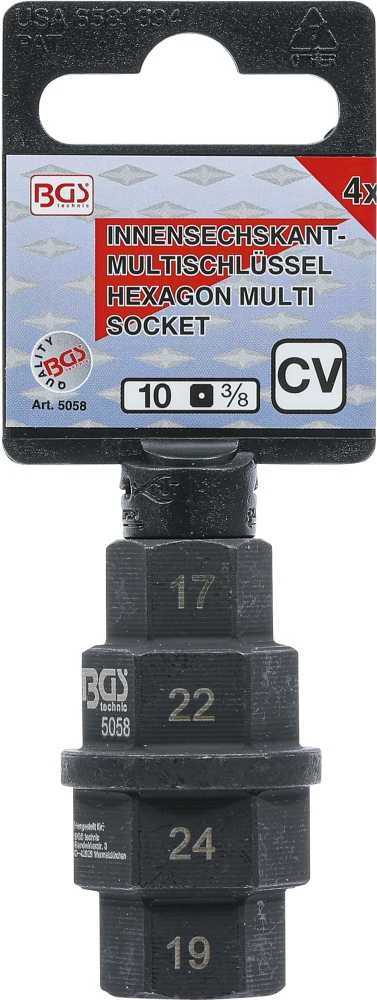 Bgs Technic Speciali galvutė | 10 mm (3/8") | 17 - 19 - 22 - 24 mm (5058)