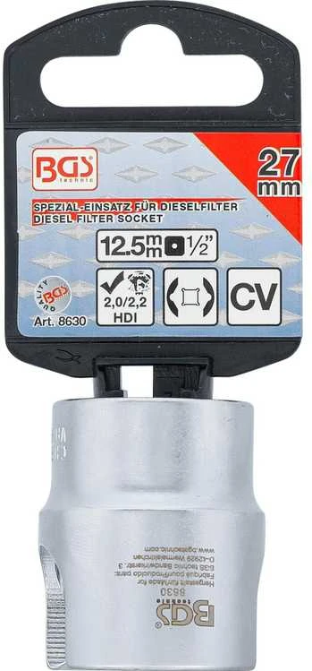 Bgs Technic Speciali galvutė dyzeliniams filtrams | 27 mm (8630)