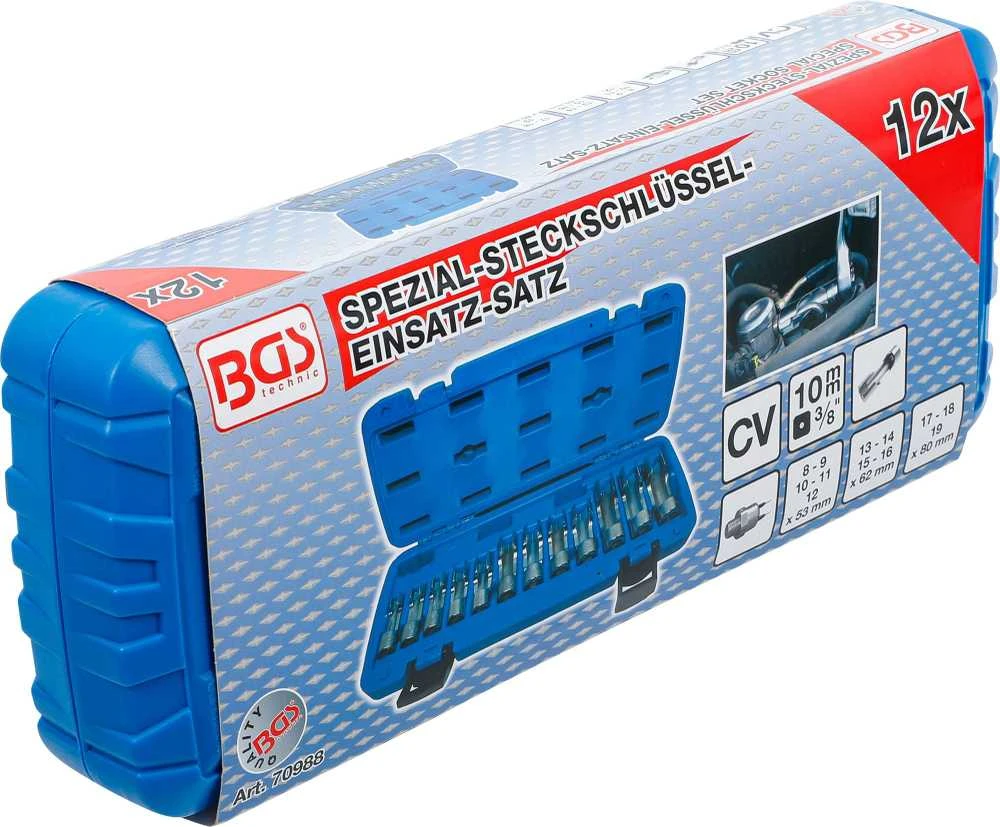 Bgs Technic Specializuotų galvučių rinkinys su išpjova | 10 mm (3/8") | 8 - 19 mm | 12 vnt. (70988)