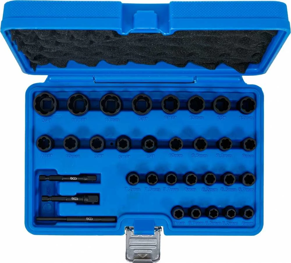 Bgs Technic Specialus galvučių ir sraigtinių ištraukiklių rinkinys | 6.3 mm (1/4") / 10 mm (3/8") | 32 vnt. (74560)