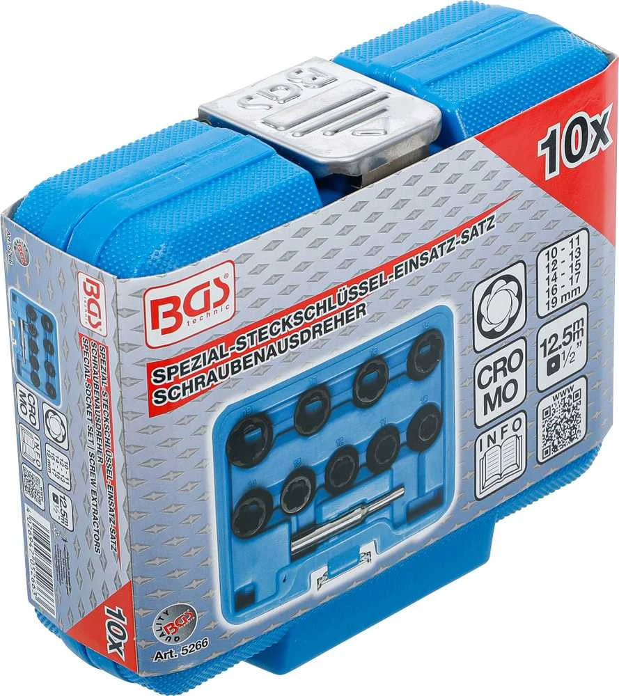 Bgs Technic Specialus galvučių rinkinys / sraigtiniai ištraukikliai | 12,5 mm (1/2") | 10 - 19 mm | 10 vnt. (5266)