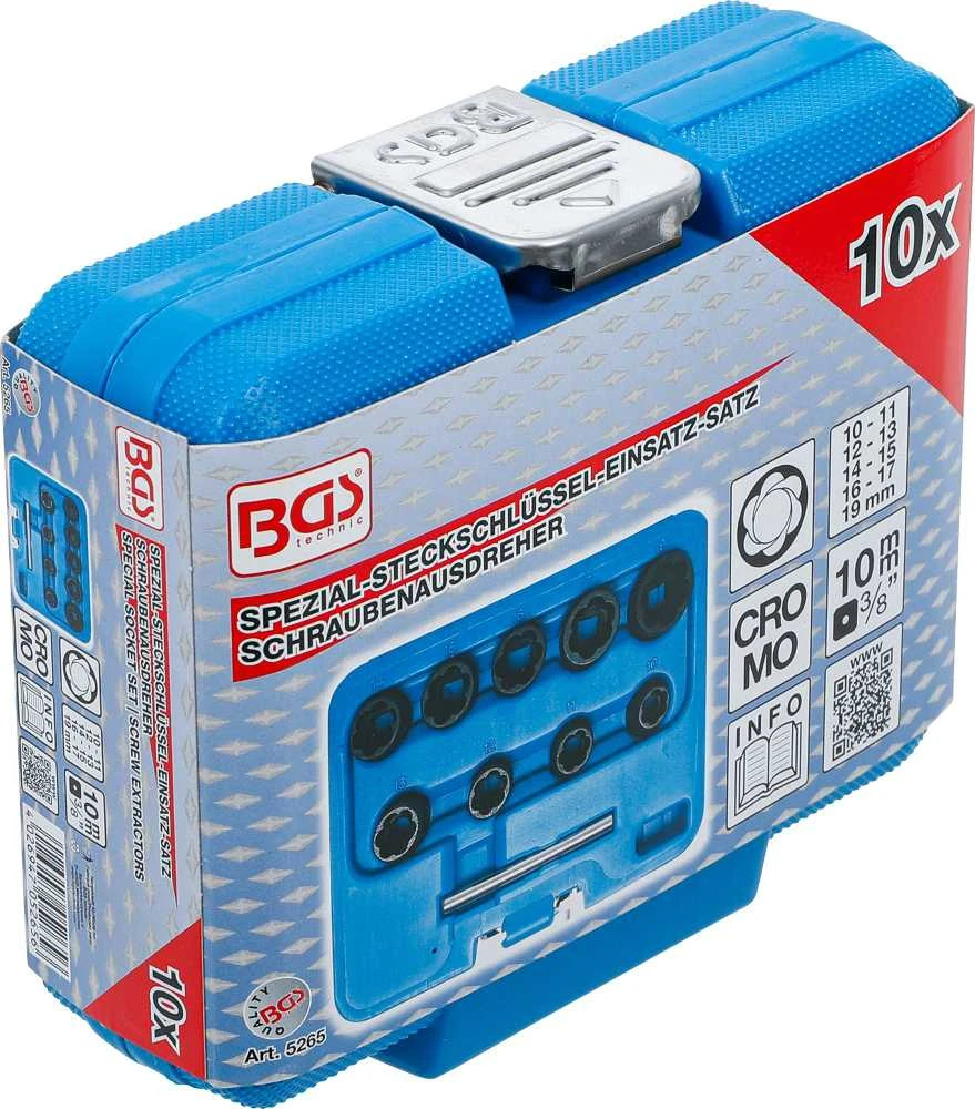 Bgs Technic Specialus galvučių rinkinys / sraigtiniai ištraukikliai | 10 mm (3/8") | 10 - 19 mm | 10 vnt. (5265)