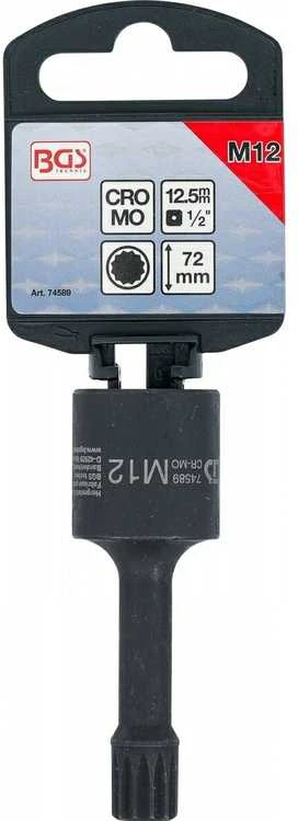 Bgs Technic Specialus smūginis antgalis | Ilgis 72 mm | 12,5 mm (1/2") | Spline (XZN) M12 | VAG (74589)