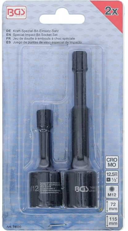 Bgs Technic Specialus smūginių antgalių rinkinys | 12,5 mm (1/2") | Spline (XZN) M12 | VAG | 2 vnt. (74590)