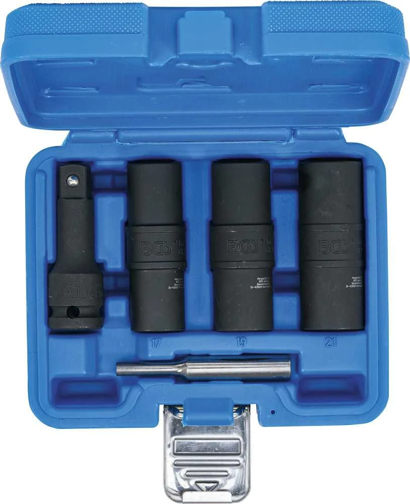 Bgs Technic Specialus smūginių dvipusių galvučių rinkinys / sraigtiniai ištraukikliai ir ilgintuvas | 12,5 mm (1/2") | 17-19-21 mm | 3 vnt. (7467)