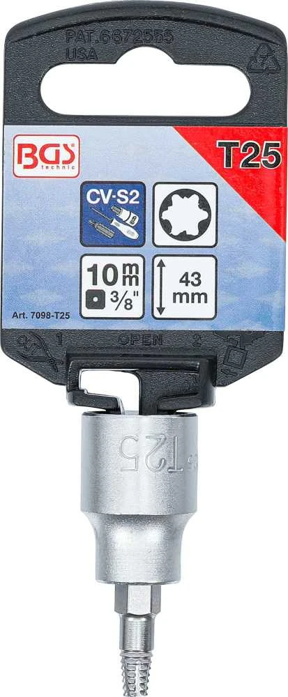 Bgs Technic Sraigtinis ištraukimo antgalis | 10 mm (3/8") | pažeistam T-Star (Torx) T25 (7098-T25) (Pažeista pakuotė)