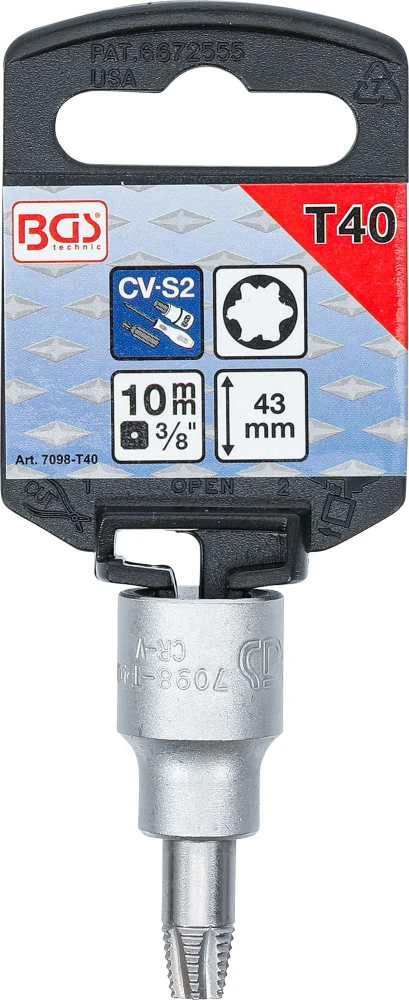 Bgs Technic Sraigtinis ištraukimo antgalis | 10 mm (3/8") | pažeistam T-Star (Torx) T40 (7098-T40) (Pažeista pakuotė)