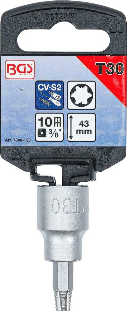 Bgs Technic Sraigtinis ištraukimo antgalis | 10 mm (3/8") | pažeistam T-Star (Torx) T30 (7098-T30) (Pažeista pakuotė)