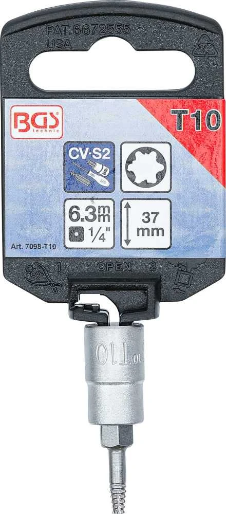 Bgs Technic Sraigtinis ištraukimo antgalis | 6,3 mm (1/4") | pažeistam T-Star (Torx) T10 (7098-T10) (Pažeista pakuotė)