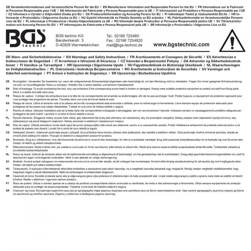 Bgs Technic Sraigtinių ištraukiklių rinkinys | sugadintiems T-Star (Torx) T10–T55 | 11 vnt. (74785)