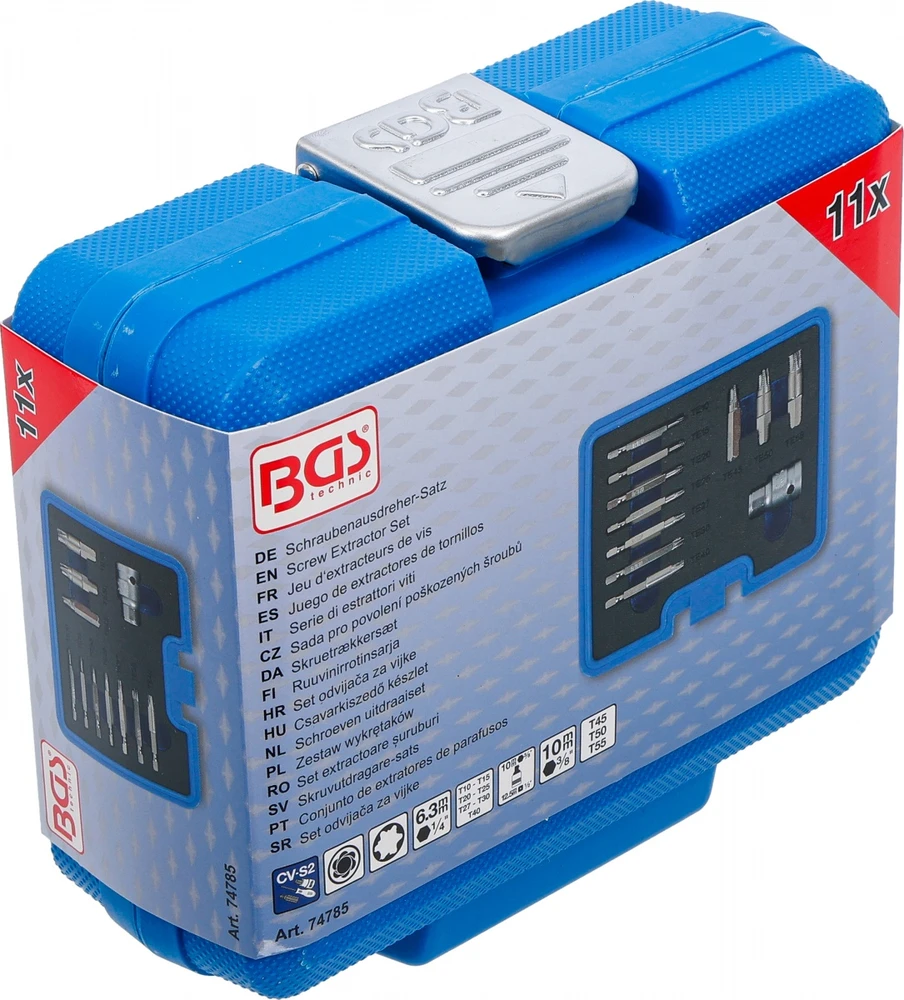 Bgs Technic Sraigtinių ištraukiklių rinkinys | sugadintiems T-Star (Torx) T10–T55 | 11 vnt. (74785)