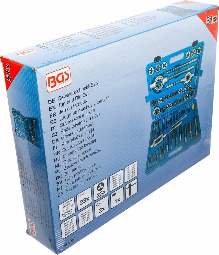 Bgs Technic Sriegiklių ir sriegpjovių komplektas | M6 - M30 | 51 vnt. (904)