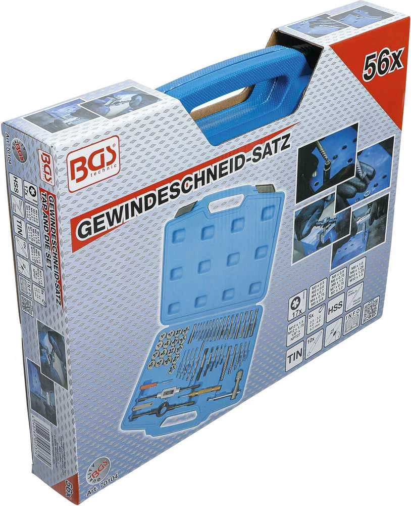 Bgs Technic Sriegiklių ir sriegpjovių komplektas | M3 - M12 | 56 vnt. (70104)