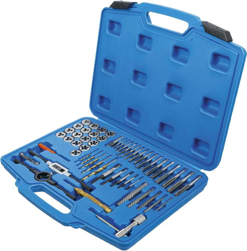 Bgs Technic Sriegiklių ir sriegpjovių komplektas | coliniai dydžiai | 1/4" - 1" | 56 vnt. (70105)
