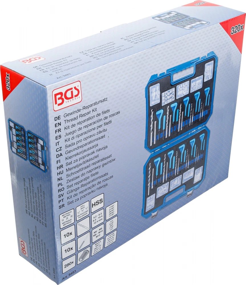 Bgs Technic Sriegio remonto rinkinys | metriniai / coliniai | M5 - M12, 1/4" - 1/2" | 320 vnt (9483)