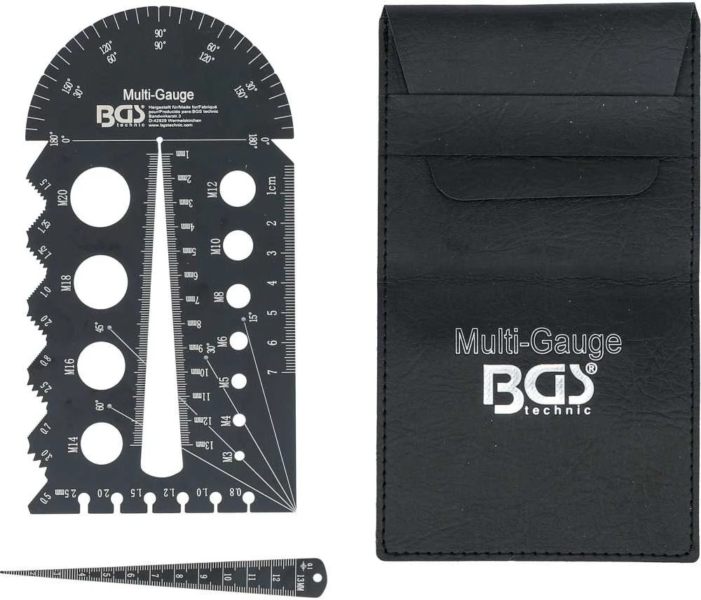 Bgs Technic Sriegio žingsnio matuoklis ir sriegio šablonas | Metrinis | M3 - M20, 0,5 - 13,00 mm (74247)