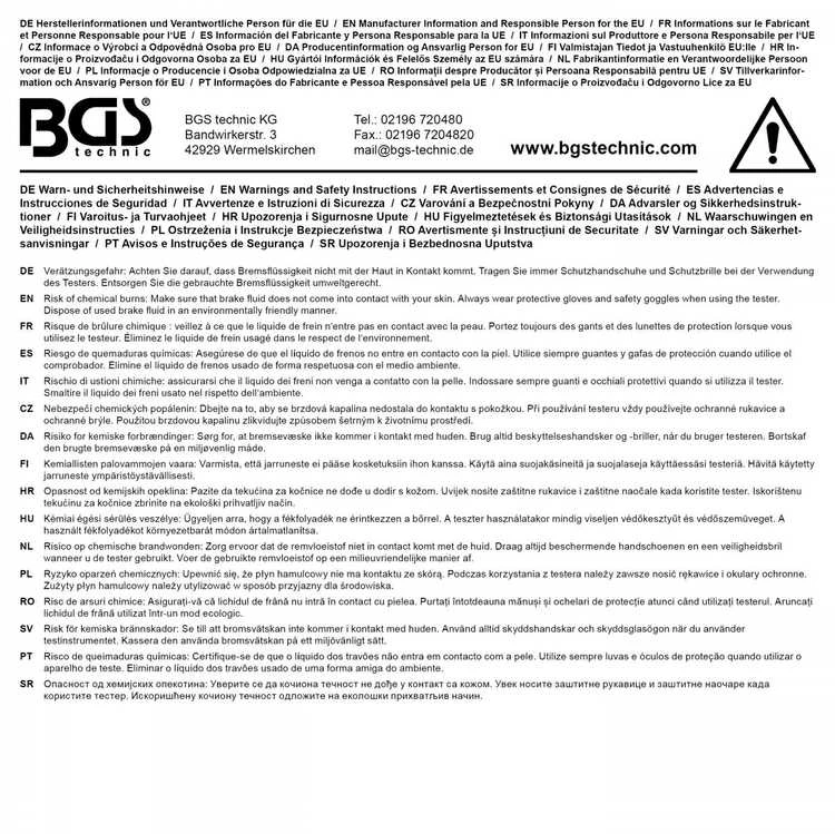 Bgs Technic Stabdžių skysčio testeris | DOT ir ENV (74420B)