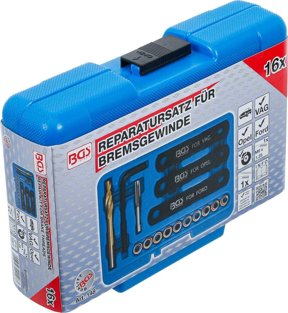 Bgs Technic Stabdžių sriegių remonto rinkinys | M9 x 1.25 | 16 vnt. (148)