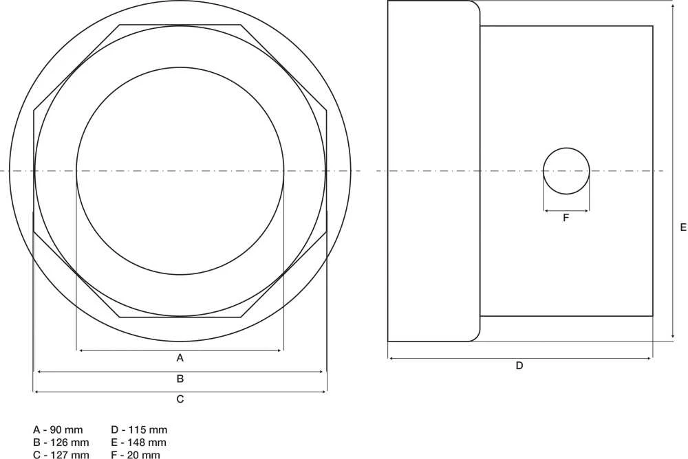 Bgs Technic Stebulės veržlės galvutė | Aštuonkampė | R.O.R. Priekabos | 127 mm (6968)