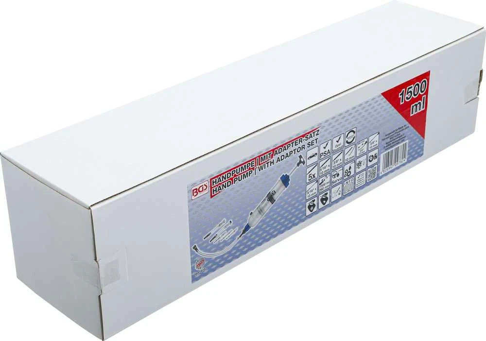 Bgs Technic Švirkštas / rankinė pompa | 1500 ml | su adapterių rinkiniu (9782)