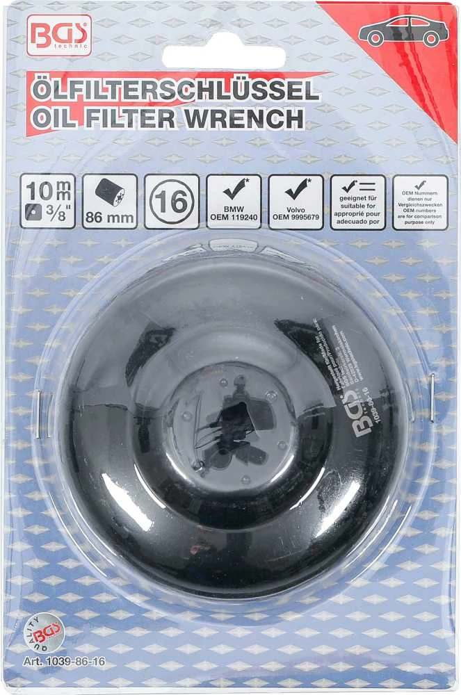 Bgs Technic BGS Alyvos filtro veržliaraktis 16 taškų Ø 86 mm 1039-86-16