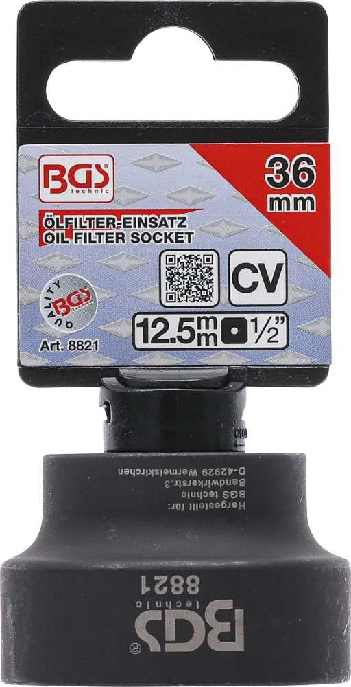 Bgs Technic Tepalo filtro galvutė | 6-kampė | Ø 36 mm | Audi, BMW, Ford, MAN, Mercedes, Opel, VW (8821)