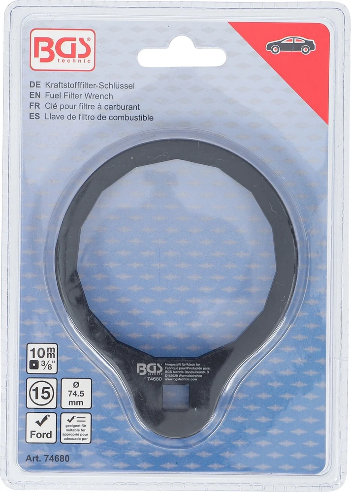Bgs Technic Tepalo filtro raktas | 15-kampis | Ø 74,5 mm | 3/8" | Ford 1,5–1,6 EcoBoost (74680B)