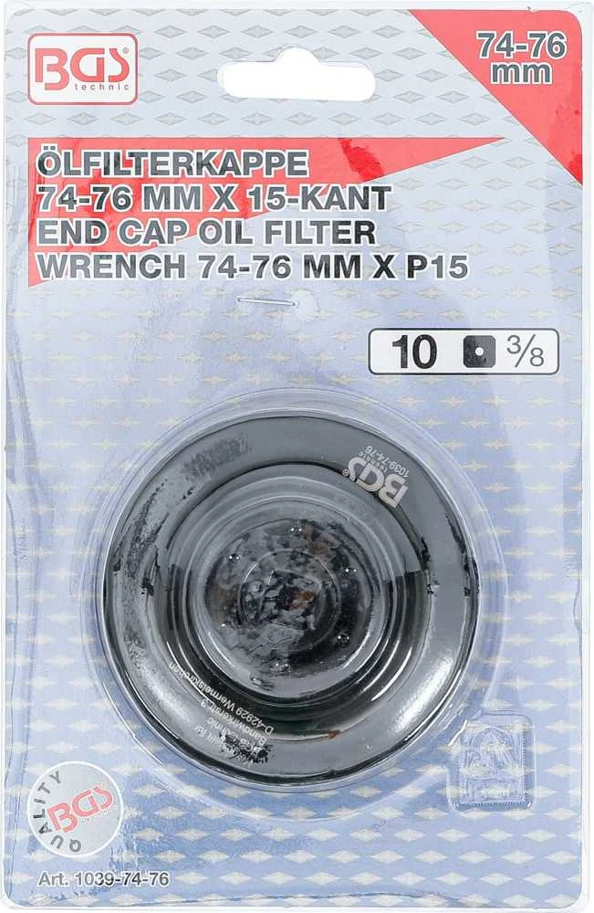 Bgs Technic Tepalo filtro raktas | 15-kampų | Ø 74 - 76 mm | Audi, Ford, Mercedes-Benz, Opel, VW (1039-74-76)