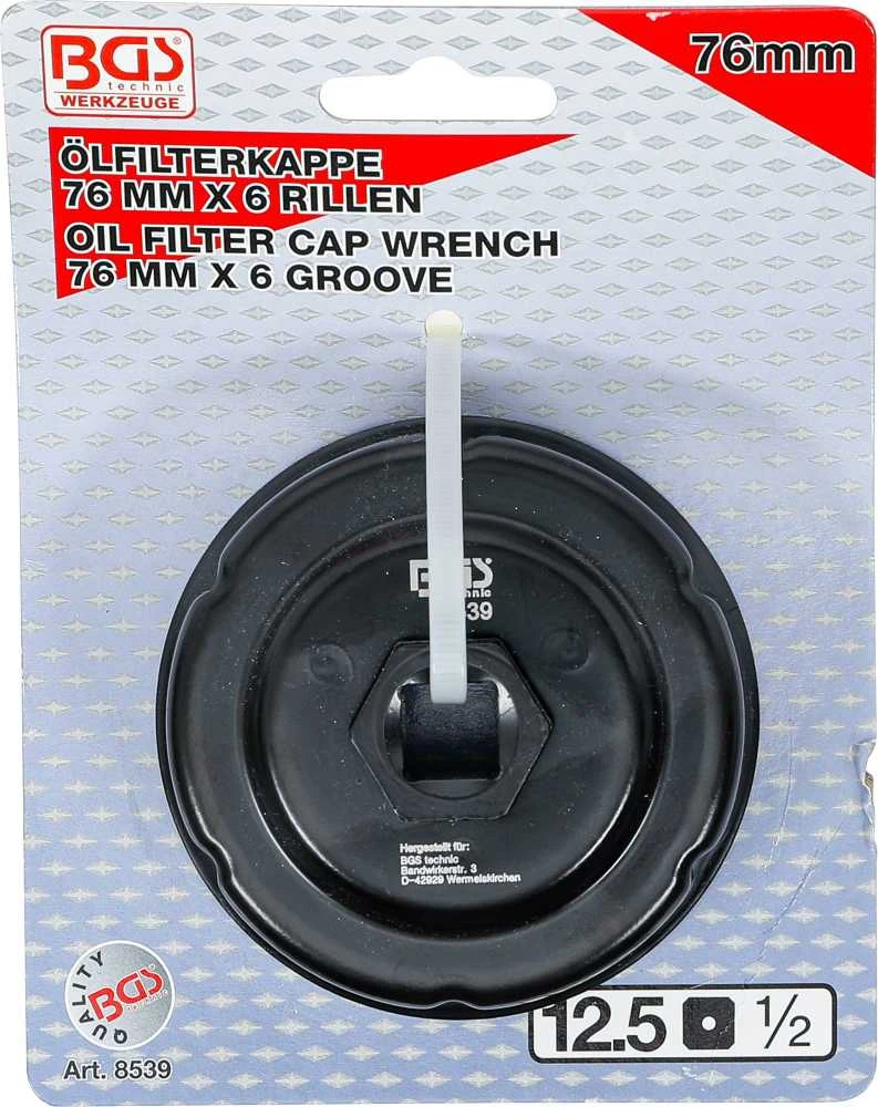 Bgs Technic Tepalo filtro raktas | 6-kampų | Ø 76 mm (8539)