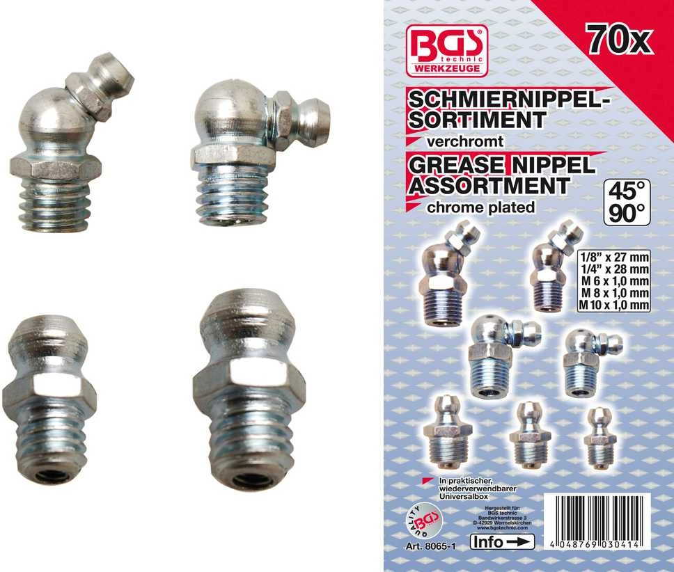 Bgs Technic Tepimo taškų asortimentas | metriniai / coliniai dydžiai | 70 vnt. (8065-1)