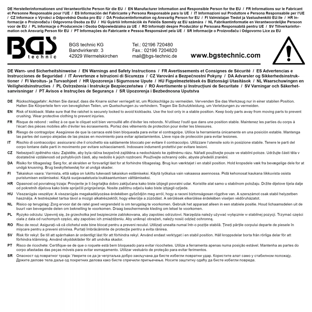 Bgs Technic Terkšlė galvutėms lankstoma | su fiksuojamos padėties užraktu | 10 mm (3/8") | 245 mm (25131)
