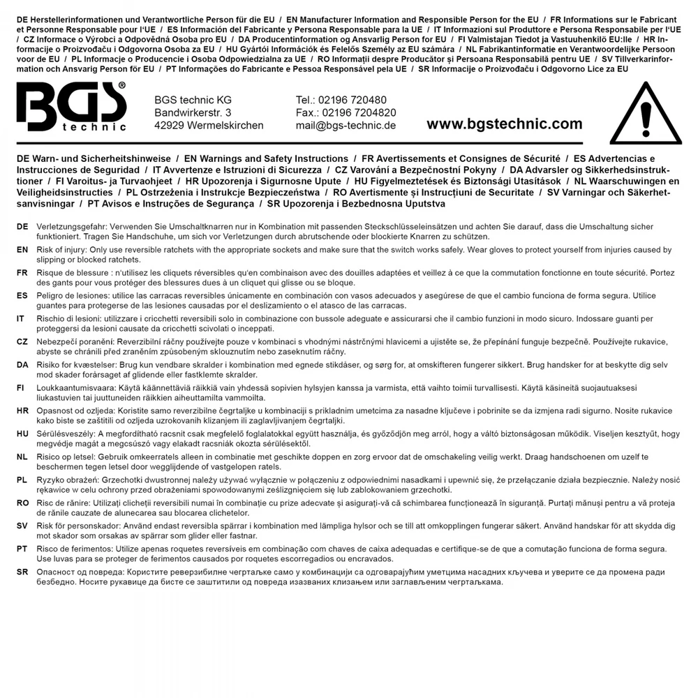 Bgs Technic Terkšlinis raktas su perjungimu | 10 mm (3/8") | CrV | smulkūs dantukai (74710)