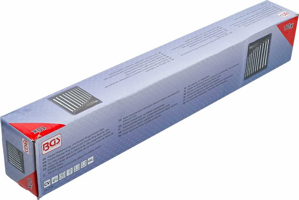 Bgs Technic Terkšlinių ir žiedinių veržliarakčių rinkinys | dvipusiai | ilgas tipas | 10 - 19 mm | 10 vnt. (7239)