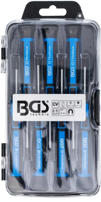 Bgs Technic Tiksliųjų atsuktuvų rinkinys | PH00 - PH0 / slot SL 2.5 - 3.0 mm / T8 - T9 - T10 | 7 vnt (4881)