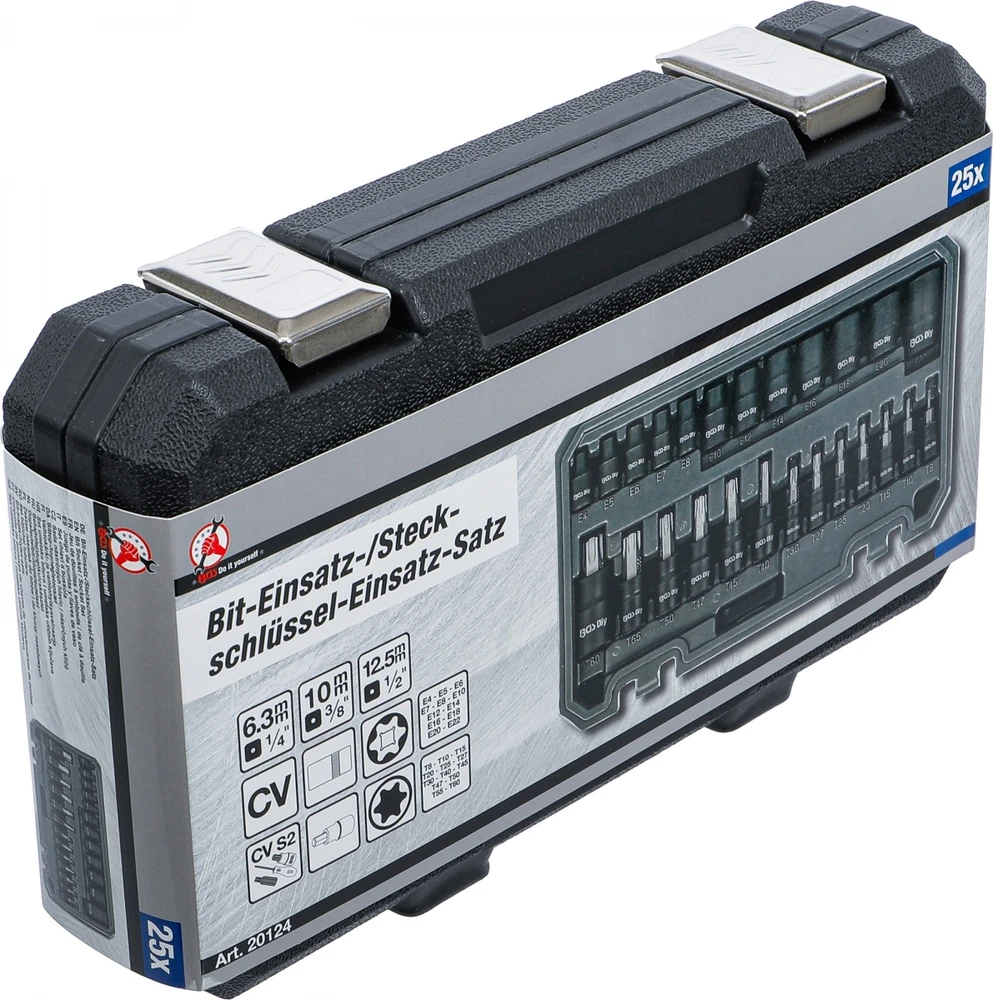 Bgs Technic Torx ir E-Torx galvučių rinkinys | 1/4", 3/8", 1/2" | 25 vnt. (20124)