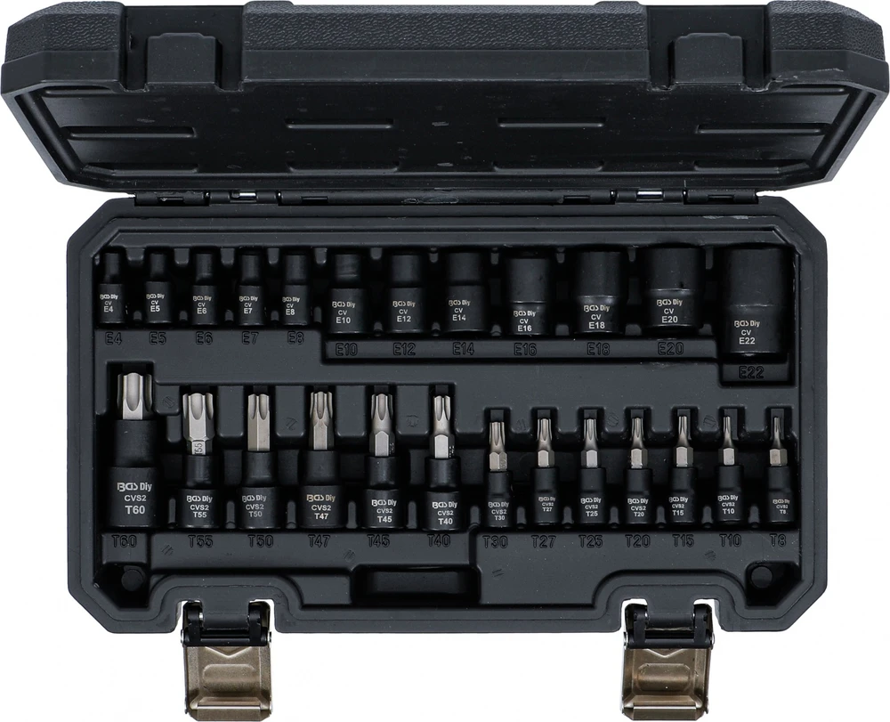 Bgs Technic Torx ir E-Torx galvučių rinkinys | 1/4", 3/8", 1/2" | 25 vnt. (20124)