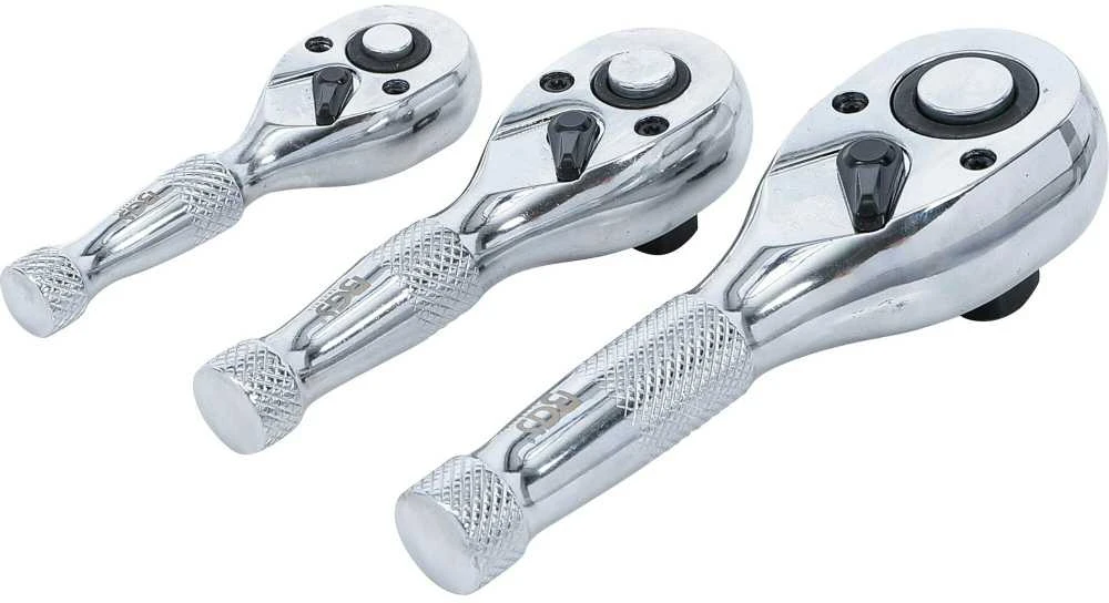 Bgs Technic Trumpų terkšlių rinkinys | 6.3 mm (1/4") / 10 mm (3/8") / 12,5 mm (1/2") | 3 vnt. (215)