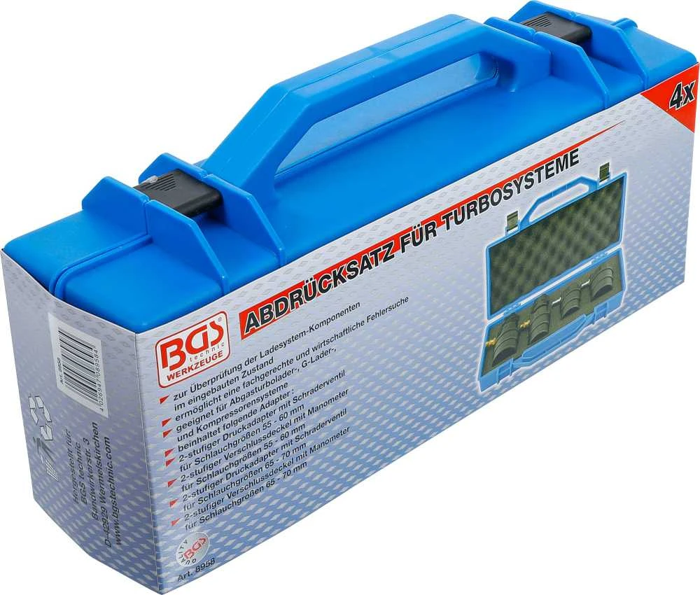Bgs Technic Turbochargerio diagnostikos davikliai su manometrais | 55 - 60 - 65 - 70 mm (8958)