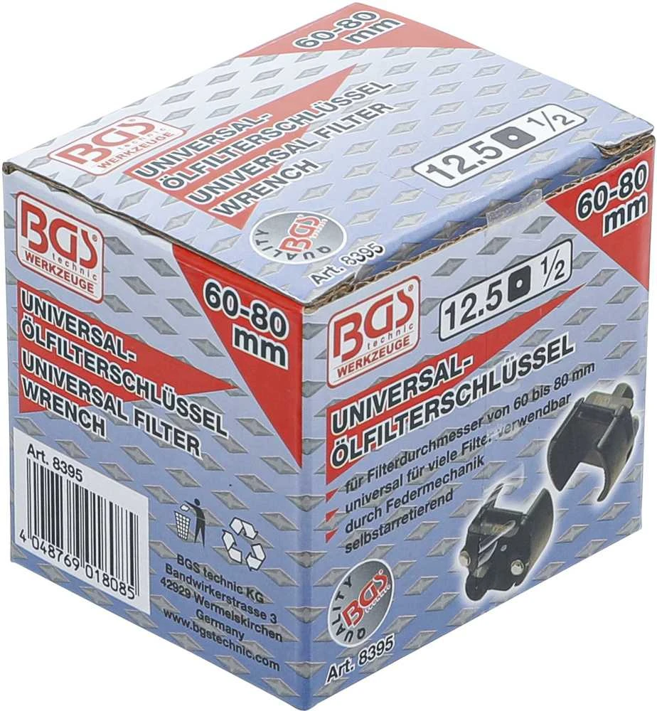 Bgs Technic Universalus alyvos filtro raktas | 12,5 mm (1/2") | Ø 60 - 80 mm (8395)