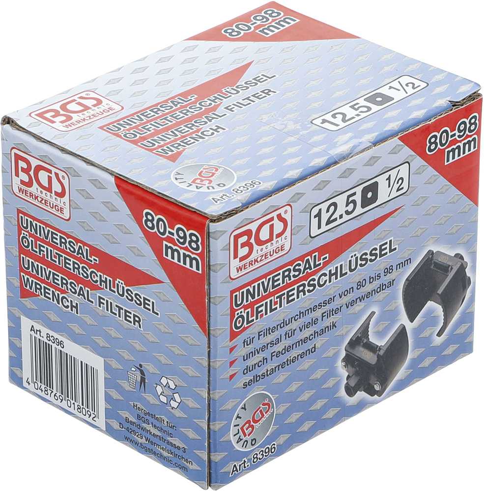 Bgs Technic Universalus filtro raktas | 12,5 mm (1/2") | Ø 80 - 98 mm (8396)