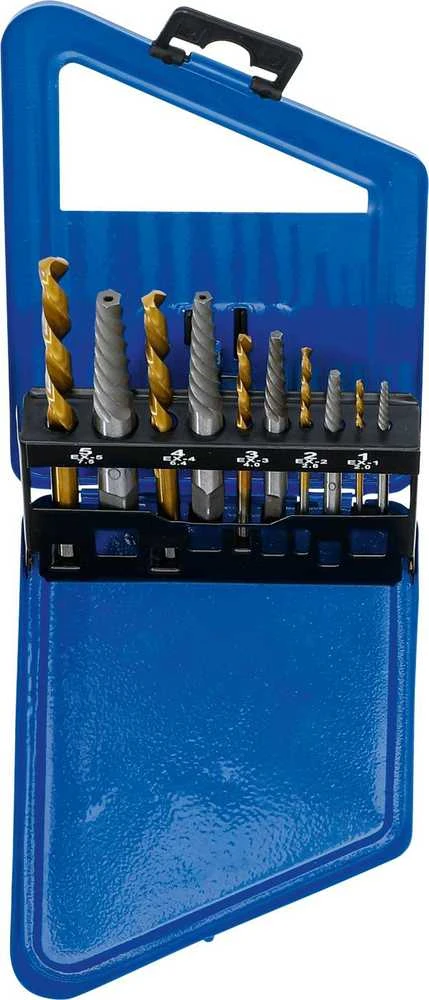 Grąžtas Bgs Technic Užlūžusių varžtų išsukėjų ir kairinių grąžtų rinkinys | HSS | titano nitridas | 2 - 7.5 mm | 10 vnt. (6780)
